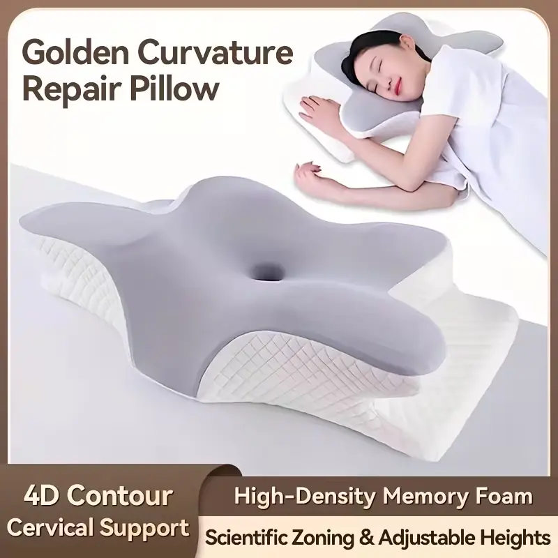 1pc Butterfly Shaped Cervical Pillow Memory Foam Neck Support Ergonomic Pillow for Back and Side Sleeping