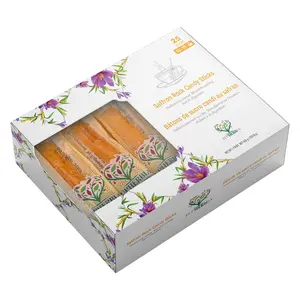 EUPHERBIA Saffron Rock Candy Sticks 25 Pack, Handcrafted Sugar Crystal Candy, Grade A Saffron Infused Nabat, Perfect for Tea & Coffee, 16oz
