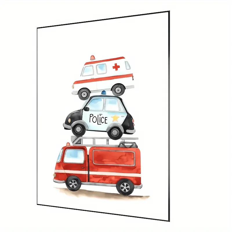Unframed Car Police Print Poster, For Bedroom Living Room Corridor, Ideal Gift For Hanging Decor, Any Occasions