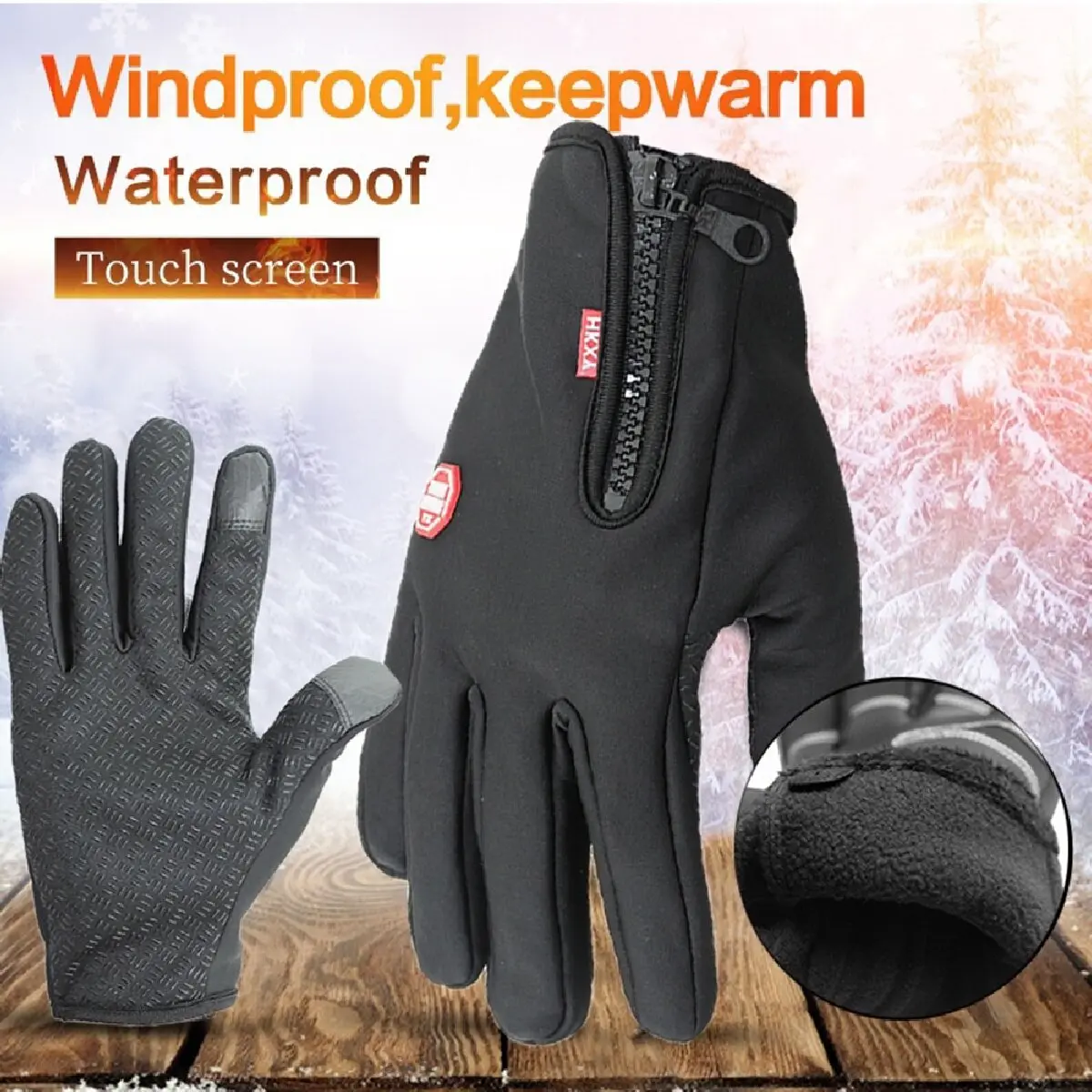 Winter Cycling Gloves Touchscreen Gloves Windproof Warm Gloves Anti Slip Silicon Full Finger Gloves for Men Women Bicycle Motorcycle