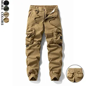 Premium Vintage Washed Cotton Men's Cargo Joggers | 97% Cotton 3% Spandex, Tear-Resistant, Elastic Cuff Work Pants#SummerVibes