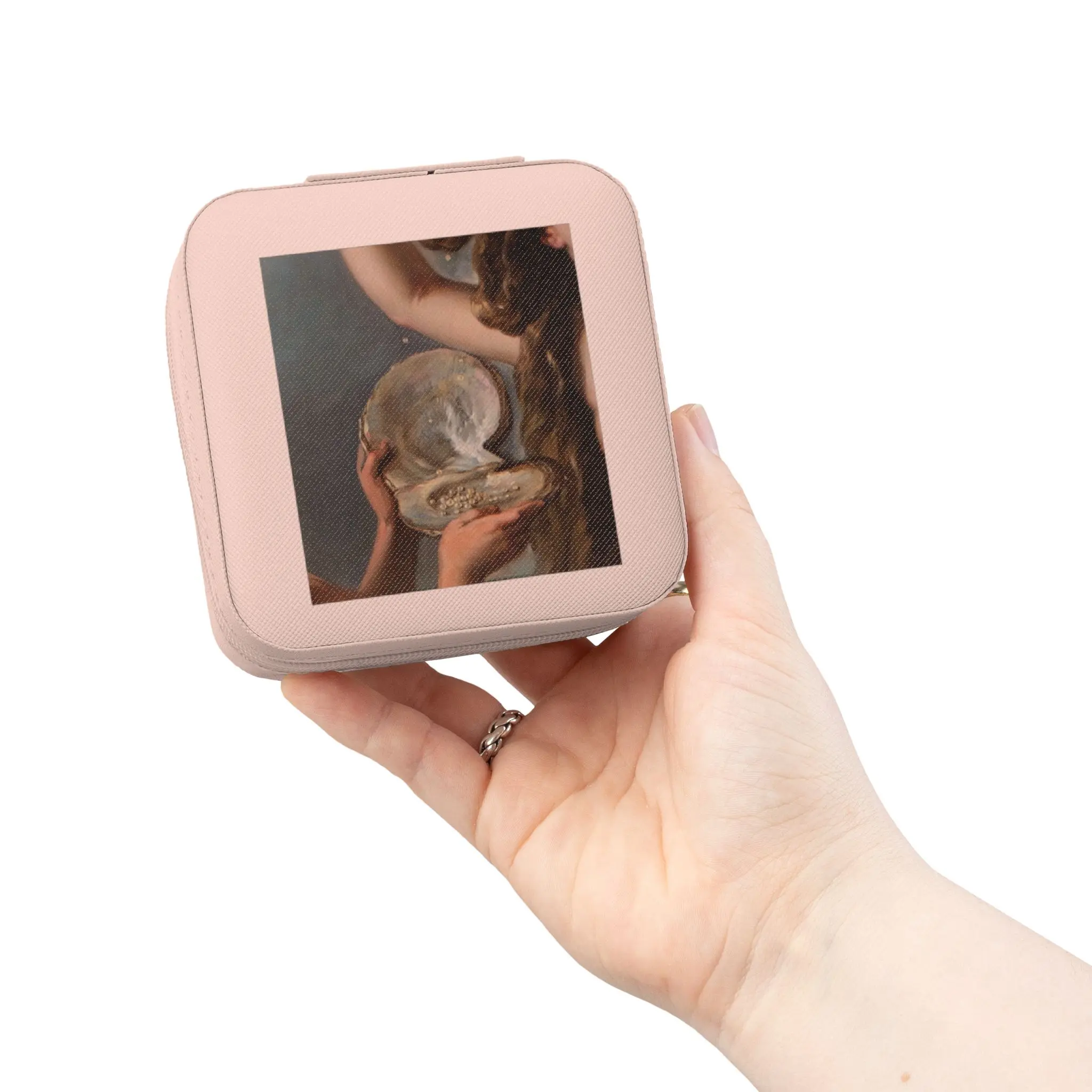Mermaid Shell Painting Jewelry Travel Case | Compact Portable Organizer