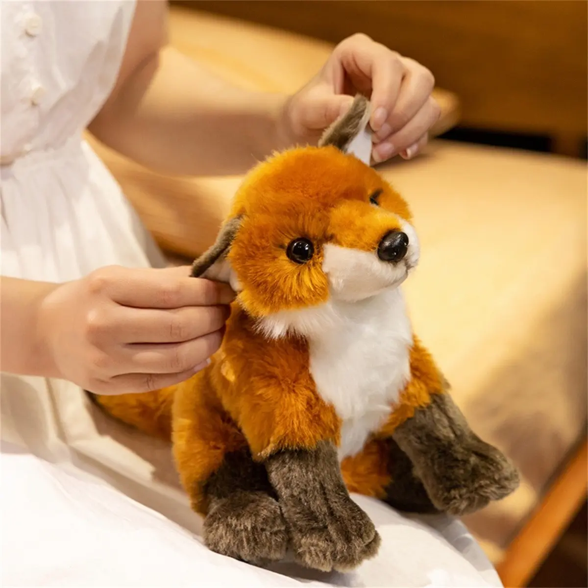 Realistic Sitting Fox Plush Toy, Perfect Gift for Birthdays, Valentine's Day, Mother's Day, Thanksgiving, Christmas, Stuffed Animal Gifts