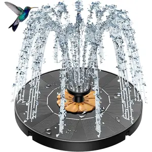 Solar Fountain, 2025 Upgraded Bird Bath Fountain with Brown Flower, with 4 Fixers & 7 Nozzles, Solar Water Fountain Pump for Bird Bath, Garden, Patio, Pond, Pool