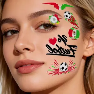 World Cup 2026 Fluorescence Temporary Tattoos, Flag Face Tattoo Transfer Stickers, Waterproof Game Day Football Soccer Fan Makeup, Sports Party Decorations