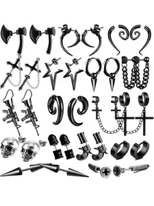 Punk Style Stainless Steel, Fashionable Earrings for Women & Men, Trendy All-match & Exquisite Jewelry for Birthday Gift, Stud Earring Jewelry, Earrings Set