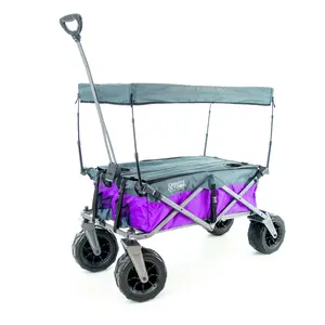 XXL Hauler Deluxe Folding Collapsible Beach Wagon with Cooler Rack | Heavy Duty | Two Tone - Purple Gray