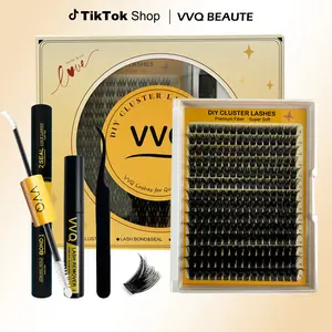 VVQ Lash Magic D Curl DIY Eyelash Extension Kit 224PCS Dramatic Cluster Lashes Premium Soft Fibers Waterproof Long Lasting Makeup for Girls Beginner Friendly Individual Lashes Cosmetic
