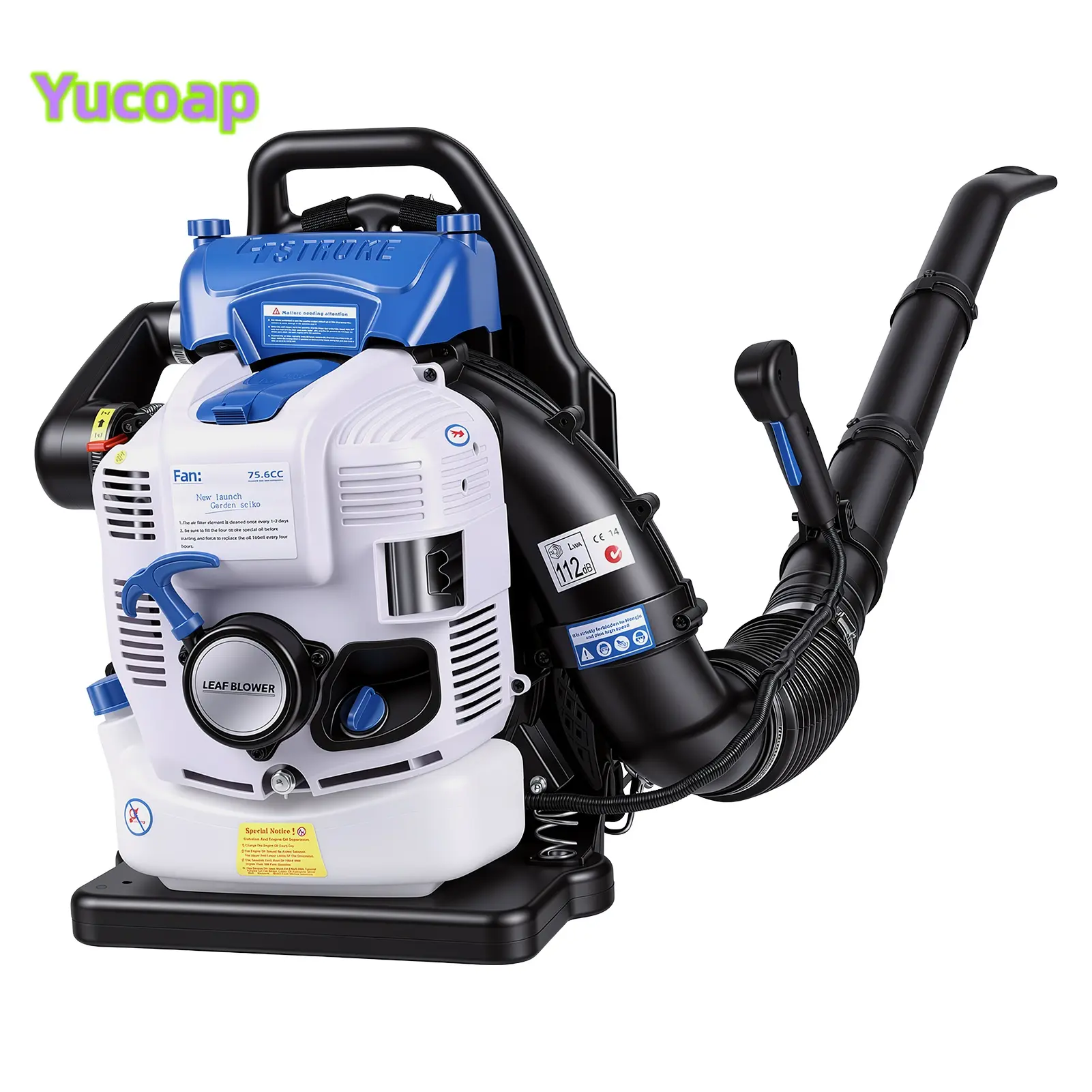 YUCOAP 4-Cycle Gas Powered Backpack Leaf Blower, 880 CFM 275 MPH, Ergonomic Backpack Design with Cruise Control for Lawn, Yard, Garden and Light Snow Cleanup powerful