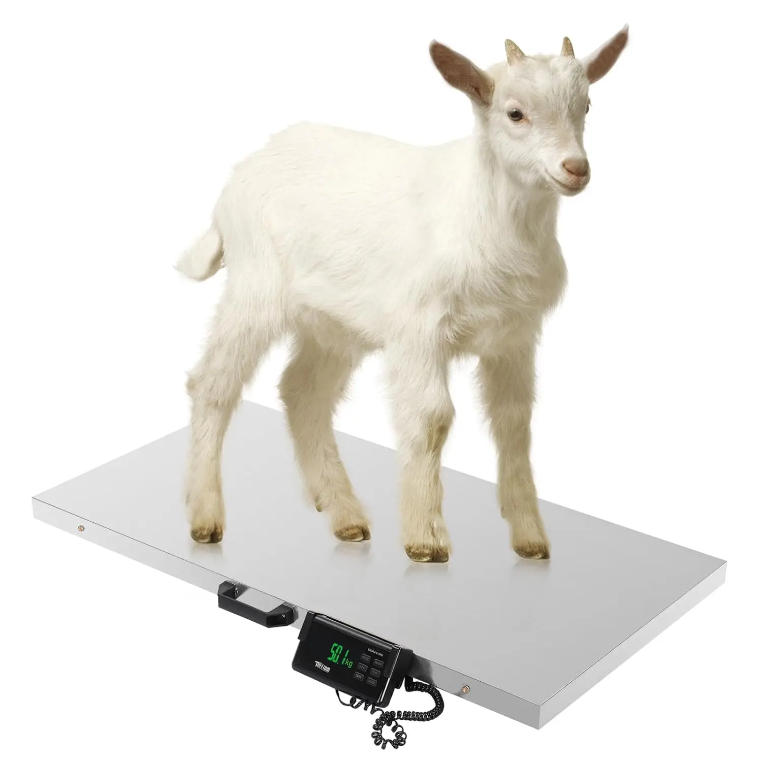 【Summervibes】TUFFIOM 1100Lbs x 0.2Lbs Postal Digital Livestock Scale, Electronic Stainless Steel Platform Heavy Duty Vet Animal Scale,Dog Pig Goat Sheep Scale, Silvery