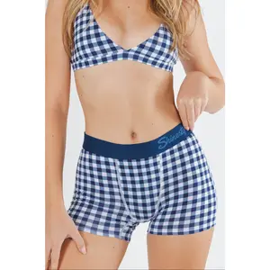 The Mad For Plaid | Shinesty Navy Gingham Women’s Boxers