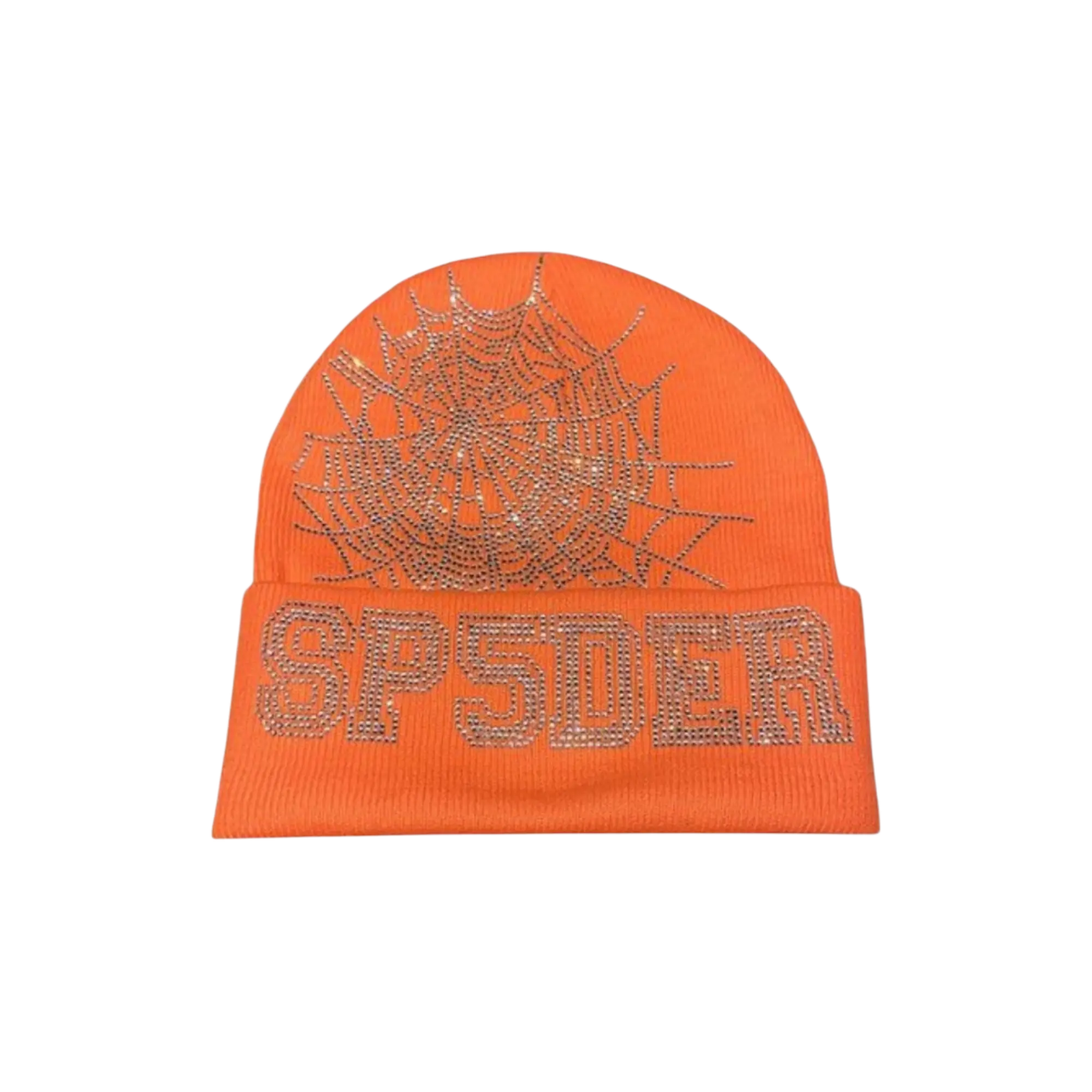 727182 Sp5der Rhinestone Web Orange Beanie (New York Exclusive)