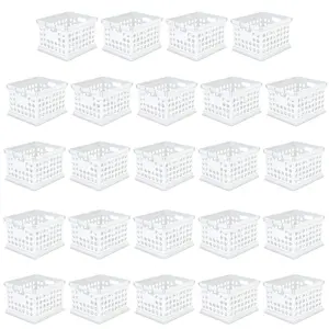Sterilite Stackable Plastic Storage Open Crate Bin Organizer Box, White, 24-Pack Sterilite Stackable Plastic Storage Open Crate Bin Organizer Box, White, 24-Pack