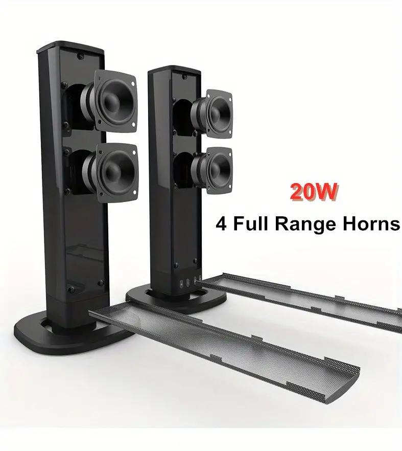 Sound Bar for TV with Subwoofer, 20W, Detachable Wireless TV Soundbar 3D Surround Sound System TV Speaker for Home Theater Audio, TF/AUX/FM/RCA, Movie, Game