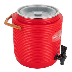 Red 13L 3.43Gal Insulated Beverage Dispenser 24H 0-100℃ 201 Stainless Steel for Restaurant Cafe Party Leak-Proof Easy to Clean