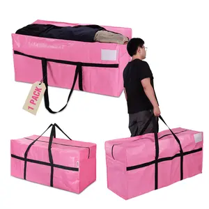 #fathersdaygift WORKPRO 66 Gallon Extra Large Moving Bag with Zippers, Carry Handles, Heavy-Duty, Water-Resistant Storage Totes for Moving & Space-Saving Organization, Pink