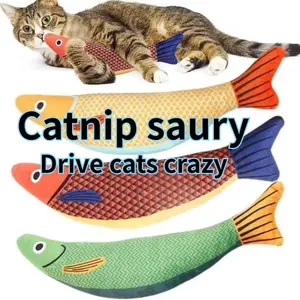 2 Pack Realistic Catnip Mackerel Fish Toys, Interactive Self-Play Kitten Teething Chew Toy, Perfect Gift for Cats & Kitties, Multiple Colors Available