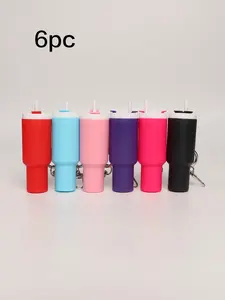 6pc Stanley Keychain Set, Ice Cup Keychains with Coin Slot, Lipstick Holder, Secret Note Pocket, Perfect Gift for Friends, Holidays, Birthdays