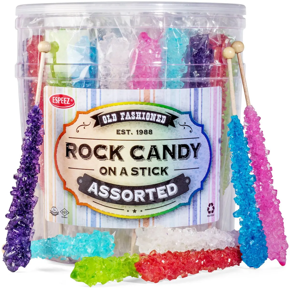 Espeez Extra Large Rock Candy Sticks - 22g Each - Candy Buffet & Swizzle Sticks for Birthdays, Weddings, Bridal Showers