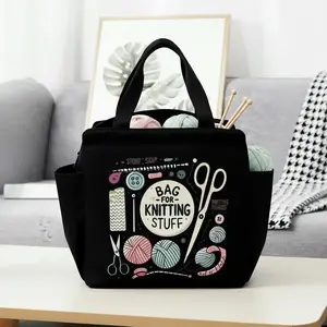 Large Capacity Knitting Storage Tote Bag, Zipper Design, Polyester, Ideal for Crochet, Weaving, Perfect Gift, Storage Organizer Bag