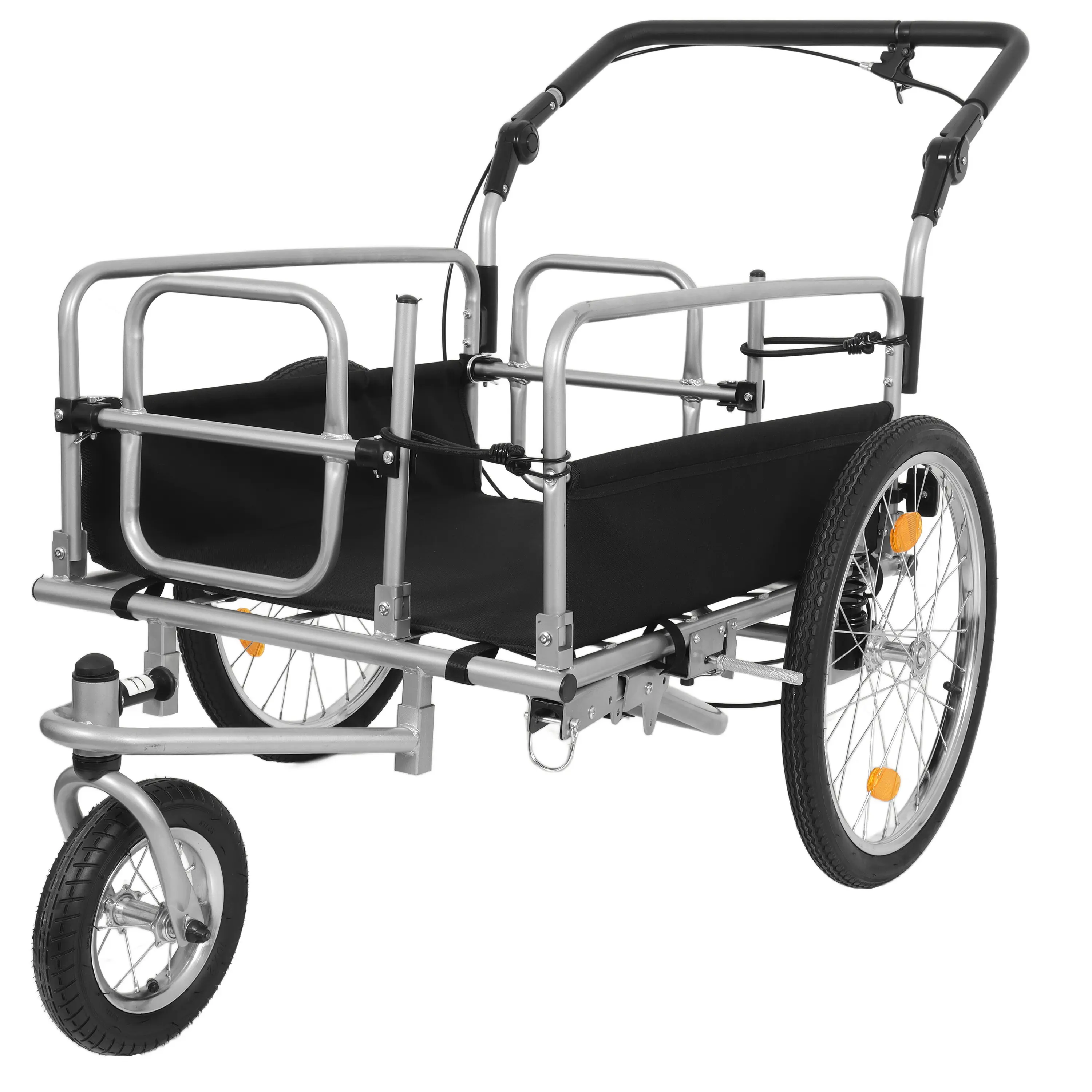 3-in-1 Heavy-Duty Steel Frame E-Bike Trailer - 110lb Capacity Cargo Hauler with 20" Wheels, Suspension, Convertible Stroller-Pull Cart for Camping, Groceries