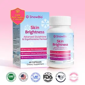 SnowBio Advanced Glutathione, L-Ergothioneine & Collagen Beauty Supplement with Vitamin - 60 Capsules, US Healthcare Nutrition Formula for Adults’ Collagen Boost, Skin Brightness, Radiance, Even Tone Support (Hair/Nails Included)