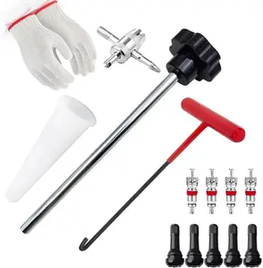Valve Stem Removal Tool Kit with Core Replacement Components and Disassemble Accessory for Tire Maintenance