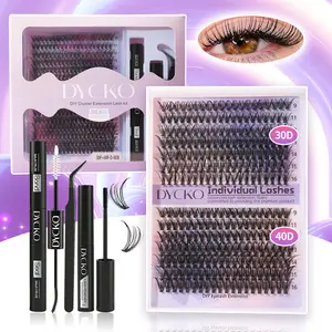 Dycko Eyelash Extension Kit, Eyelash Extensions Set, Mixed Lengths 9-16mm, Waterproof Lashes, DIY Lash Clusters, Includes Glue, Sealer, Remover, Tweezers, Perfect for Beginners