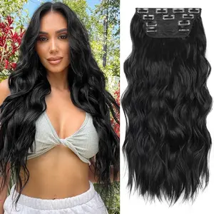 Hair Extensions for Women, Four-Piece Set, Water Wave Curly New Style 20 Inch Curly Hair BB Clip Hair Extensions, Hot Sale