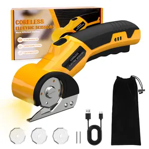 Electric scissors, USB rechargeable Cordless scissors with 2 blades, cordless power tool set, multifunctional electric scissors for cutting paper, plastic, aluminum, cardboard, leather, fabric, safety function precision cutting tool