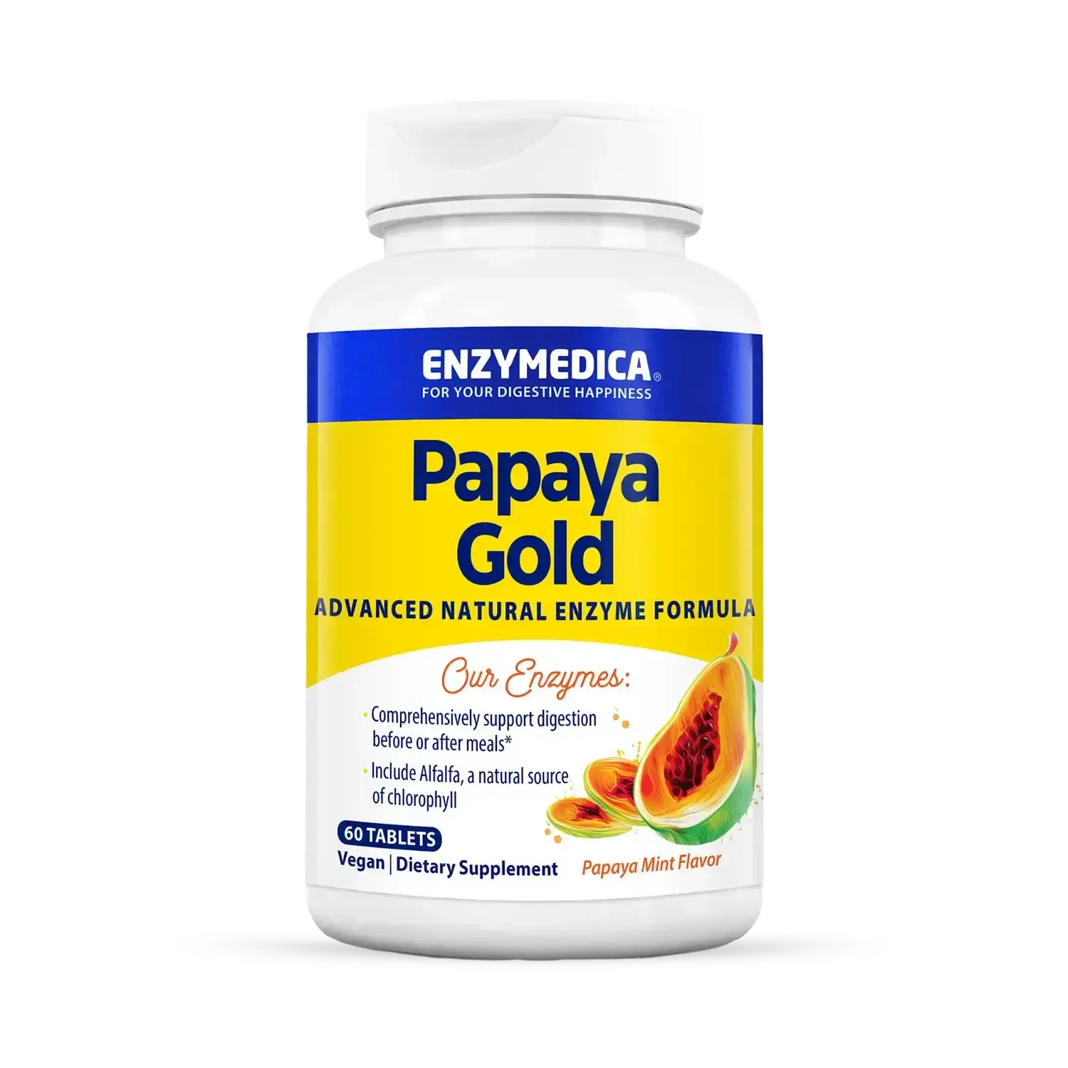Enzymedica Papaya Gold - Chewable Digestive Enzyme Supplement for Women and Men, Digestion & Gut Health Support, High Potency Bromelain & Papain, Vegan, Gluten Free