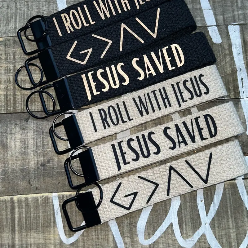 Black Key Fob-Keychain Wristlet Faith Inspired
