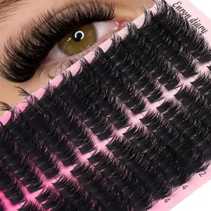 224 PCS Large Capacity Curled DIY Individually Segmented Eyelash Bundles, Fluffy Eyelashes Cluster, Natural Look, Extra Thick, Soft, Ultra Lightweight, Reusable, False Eyelashes, Eyelash Extension, Suitable For Travel, Beginners, Holidays