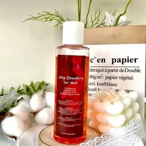 Strawberry Yoni Feminine Gel Wash - pH-Balanced, Aloe Vera Infused, Fruity Scented, Safe for Sensitive Skin