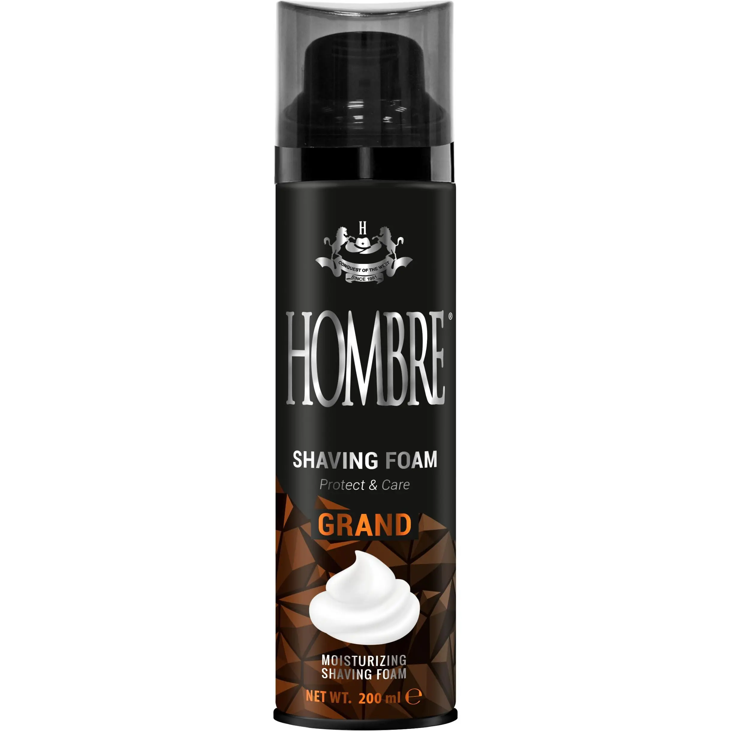 HOMBRE Grand Shave Foam for Men | Citrus Marine Woody Scent | Smooth Glide & Comfort | Aluminum-Free Formula 200 ml