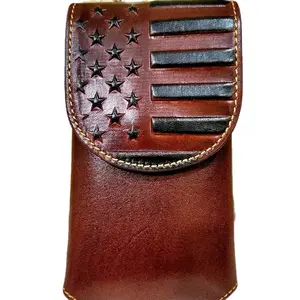 Montana west Western Phone holster American Pride genuine leather Embossed pattern brown color magnetic closure. Durable Smartphone