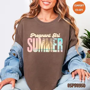 Comfort Colors® Pregnant Girl Summer Shirt Pregnancy Announcement Shirt Mama To Be Summer Maternity Shirt Pregnancy Gift For Mom To Be Baby Bump