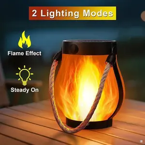 Solar Flame Lantern 2nd Gen, Realistic Flickering Flame Light, Outdoor Yard Patio Lighting, Party Camping Decor, USB Charging