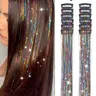 Fairy Hair Metal Wire Set, 12-Piece Clip-On Rainbow Hair Accessories, 20-Inch Sparkling Glitter Hair Extensions for Women & Girls, Festive Hair Accessories, Holographic Hair Tinsel Kit