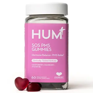 HUM Nutrition SOS PMS, Helps Relieve PMS Symptoms, Bloating Relief, Mood Swings, Hormonal Balance, Includes Chasteberry Vitex PMS Gummies (60 Count)