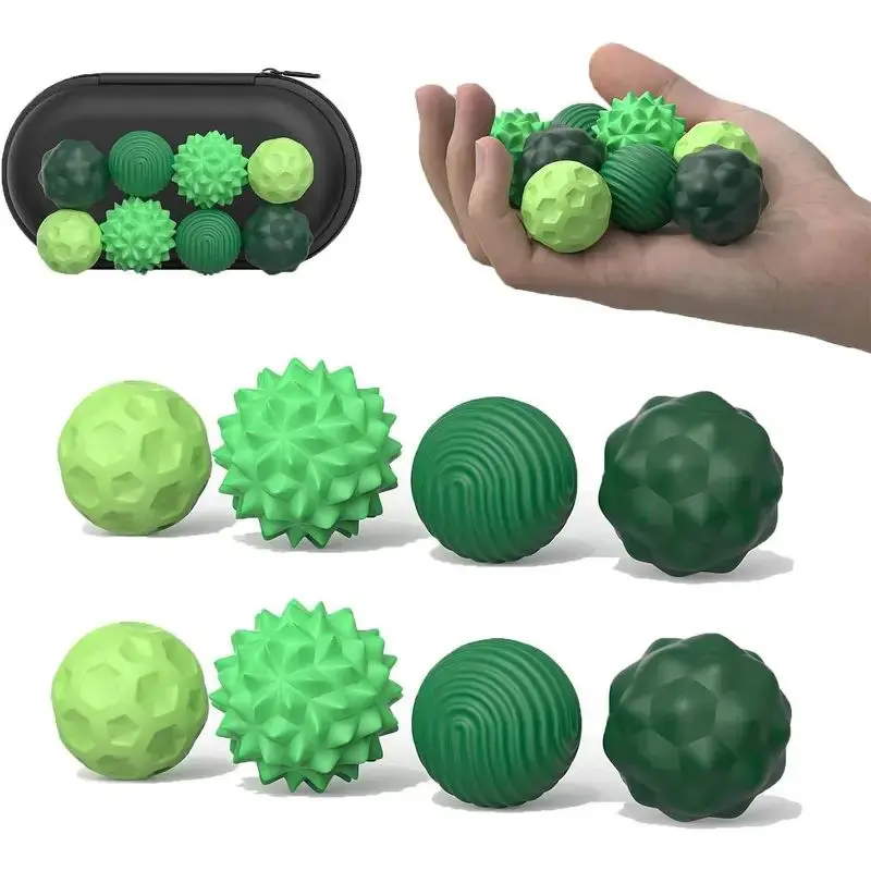 8-Pack Silicone Fidget Balls Set - Stress Relief & Anxiety Toys for Adults Kids - Soft Elastic Sensory Fidget Toys - Quiet Office/Classroom Desk Toys - Assorted Colors (Great Gift for ADHD & Focus)