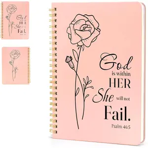 Spiral Notebook Lined for Women & Men, 100 GSM thick 140 Pages, Bible Verse Notebook for Bible study A5 size with Back Pocket
