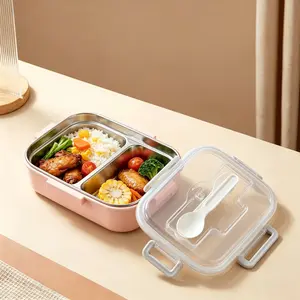 Stainless Steel Lunch Box with Lid and Utensils, Leak-Proof Food Container, Insulated Hot Meal Box for Travel, Camping, Picnic, School, Office