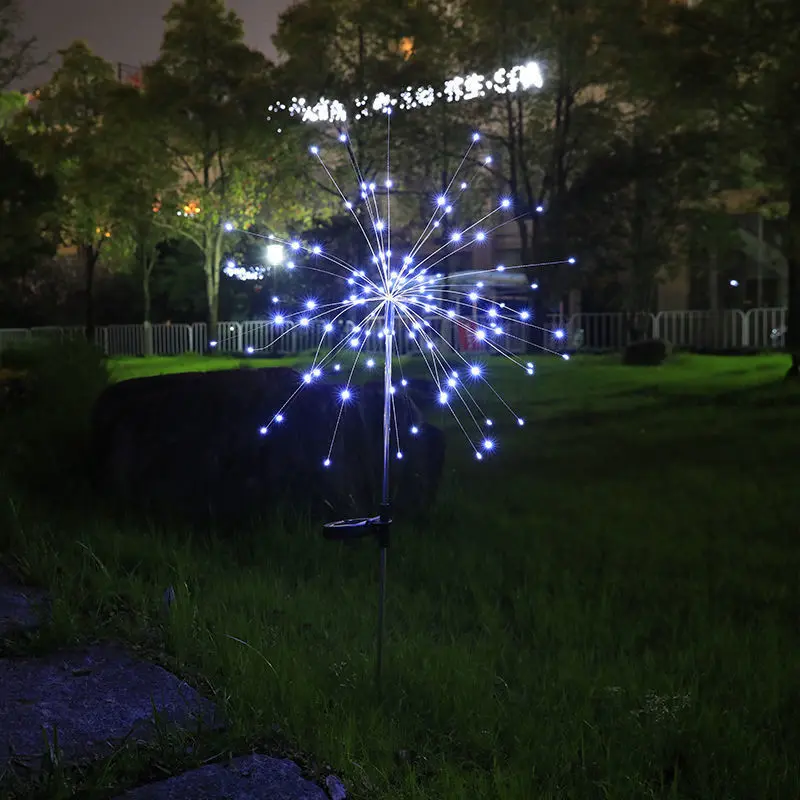Solar Firework Lights Outdoor 120 LED, Bright White Starburst Garden Lights with 2 Lighting Modes, Waterproof Solar Landscape Lights for Backyard, Garden & Patio Decor