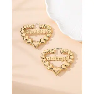 1pair Personalized Fashionable Exaggerated American Zodiac Letter Hoop Earrings Birthday Gift