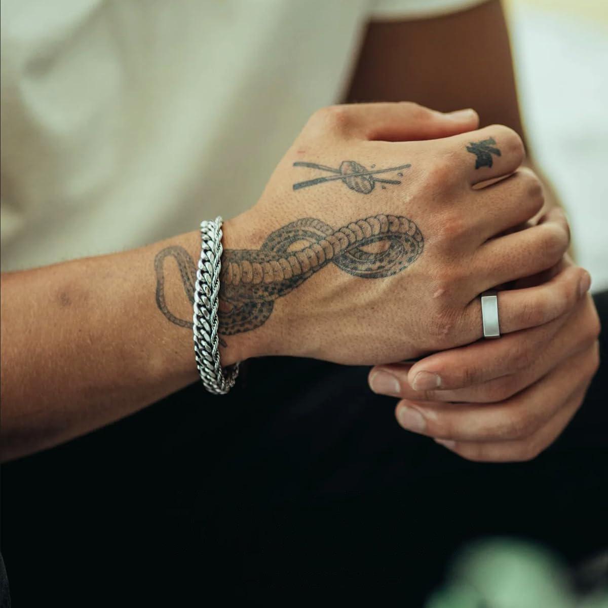 3Pcs Stainless Steel Bracelets for Men, Gold/Silver Mens Chain Bracelet 7.8 Inches Mens Stainless Steel Cuban Link Bracelets Set