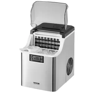 【Summervibes】VEVOR Countertop Ice Maker,  24 Cubes Ready in 15 Mins, 45lbs in 24Hrs, Self-Cleaning Portable Ice Maker with Ice Scoop and Basket, Ice Machine with 3 Sizes Ice Cube for Home Kitchen Office Party