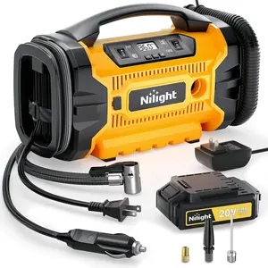 Nilight Portable Air Compressor and Tire Inflator - 1500mAh Rechargeable Battery, 12V Digital Pump for Car, SUV, Motorcycle, Bicycle