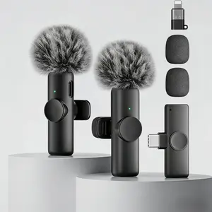 Wireless Microphone for iPhone iPad Android Phone 2 Pack Lavalier Lapel Mic with Noise Reduction Plug Play Mini Microphone for Video Recording Interview Podcast YouTube TikTok Vlog Audio Smartphone