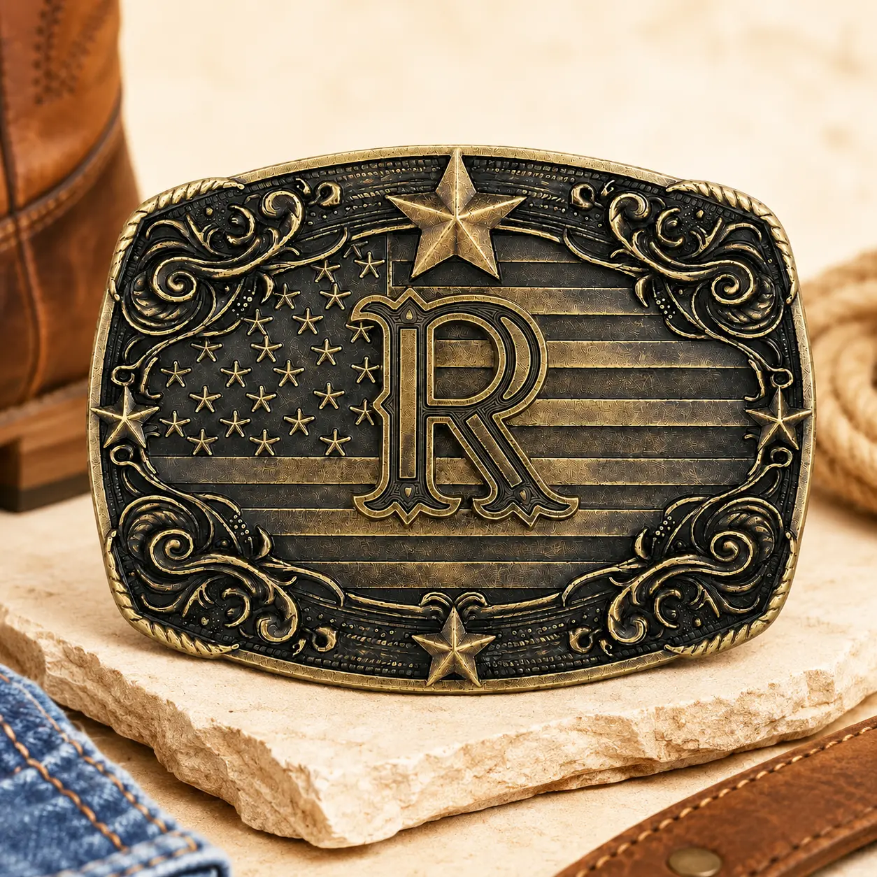 Western Initial Letter Belt Buckle for Men Women, A-Z Personalized Cowboy Rodeo Buckle, Vintage Alphabet Belt Buckle